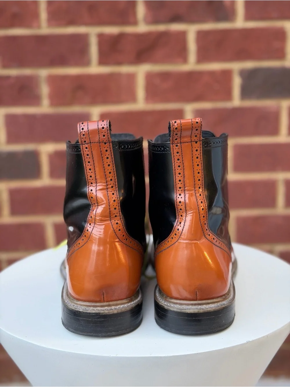 J.D. Fisk Men’s Two-Tone Leather Wingtip Boots | Size 11.5
